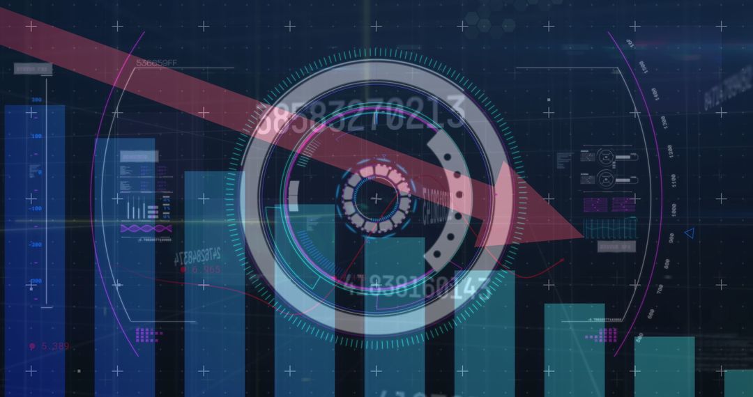 Digital Interface with Downward Arrow and Data