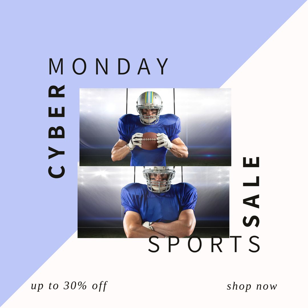 Cyber Monday Sports Sale Promotion with American Football Theme