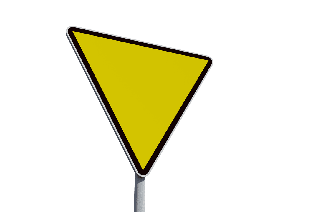 Transparent Yellow Directional Sign Post on Road