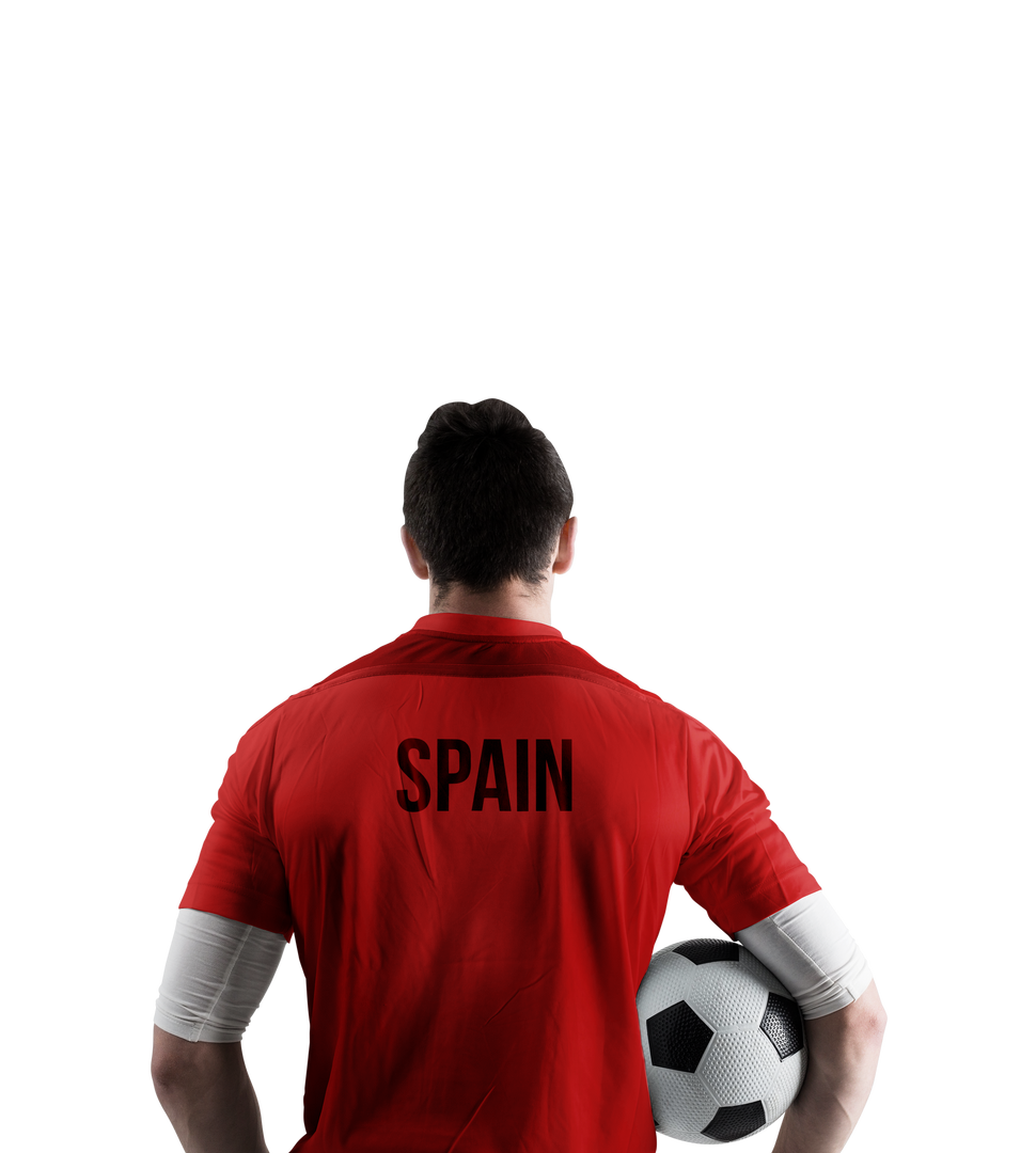 Transparent Spain football player holding ball back view isolated - Download Free Stock Images Pikwizard.com