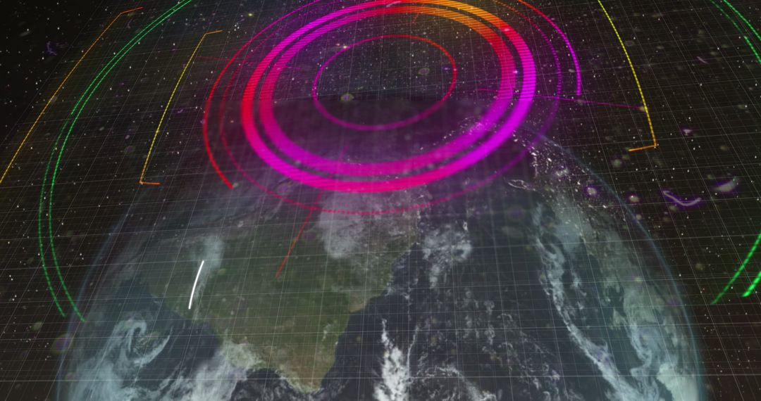 Vibrant Digital Globe with Neon Grid Scanner Visualization
