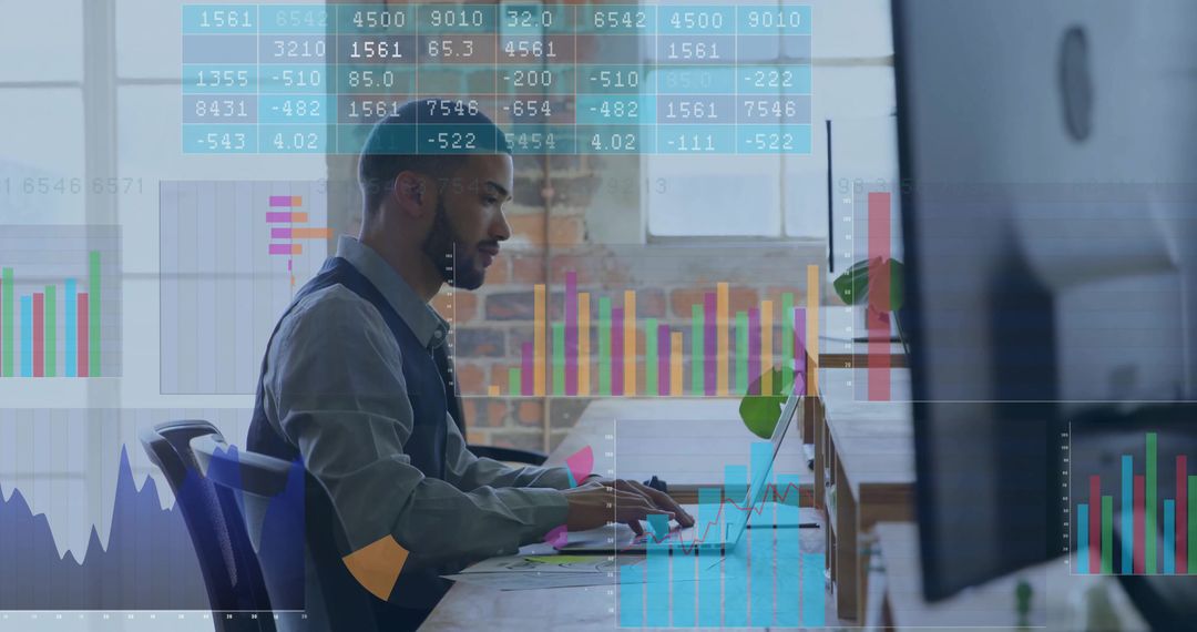 Data Analyst Working with Charts in Modern Office