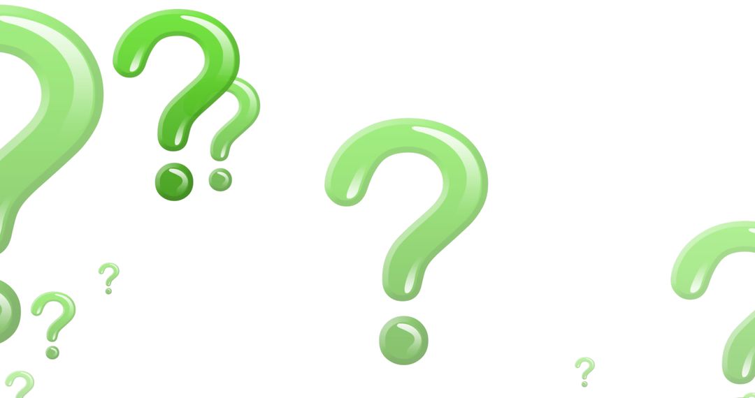 Green Question Marks on White Background