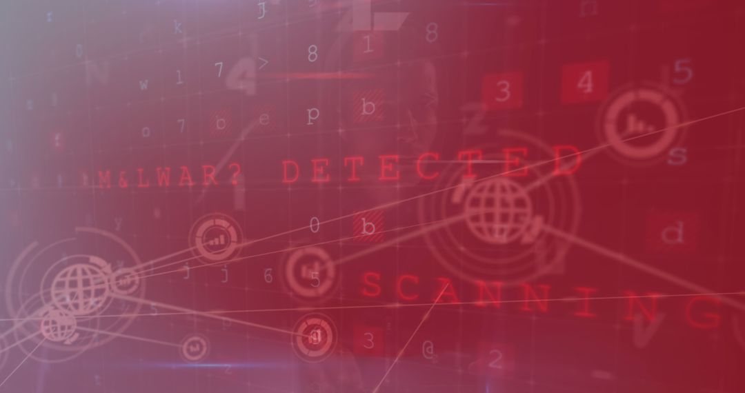 Cybersecurity Alert with Red Data Grid and Malware Detection Warning - Free Images, Stock Photos and Pictures on Pikwizard.com