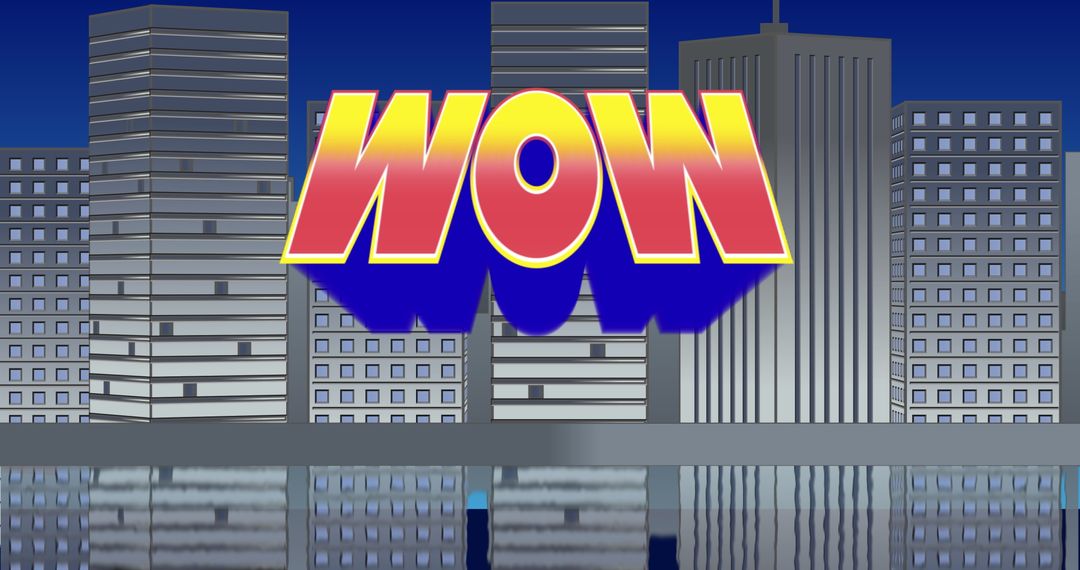 Vivid WOW Sign Over Modern Cityscape