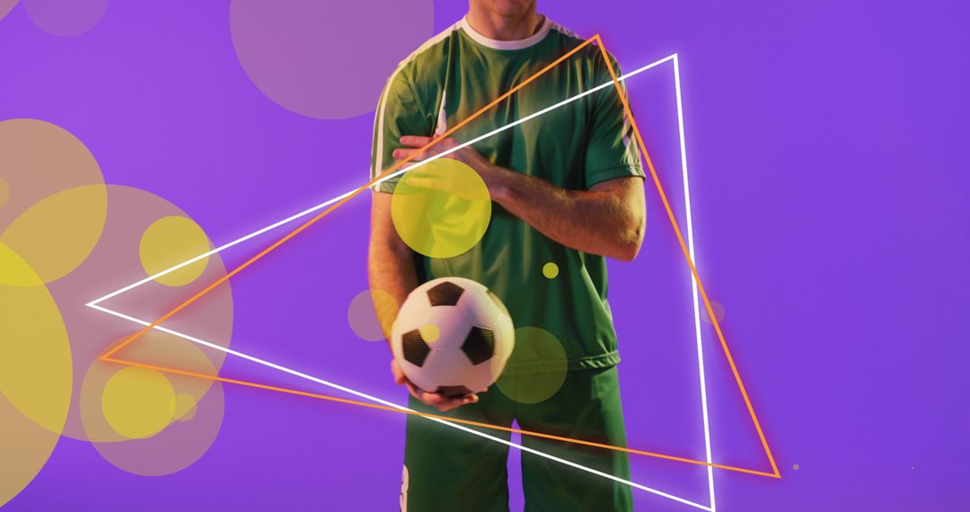 Caucasian Male Soccer Player with Geometric Graphic Overlay