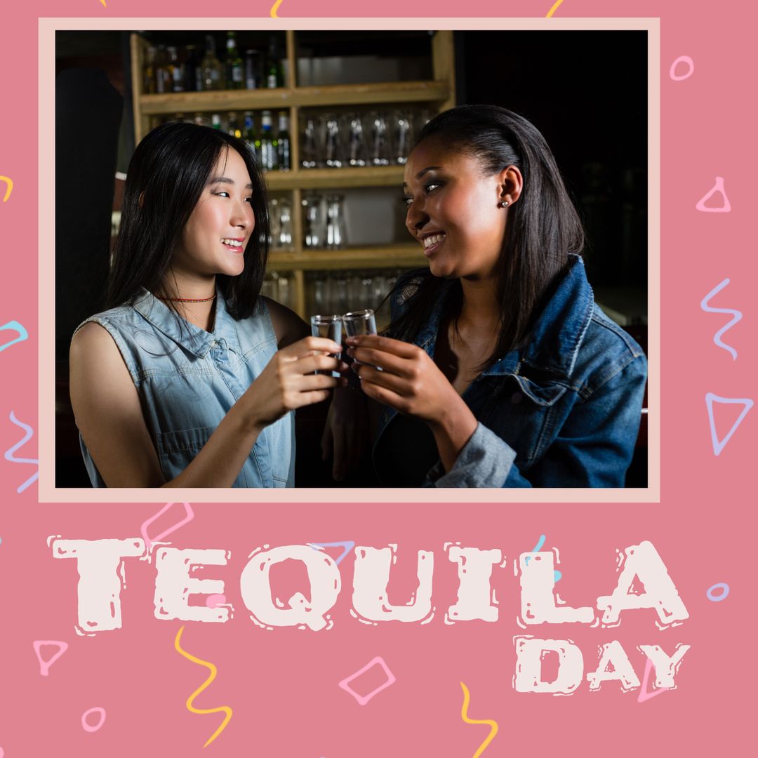 Multiracial Friends Celebrating Tequila Day Toasting Drinks at Bar - Download Free Stock Templates Pikwizard.com