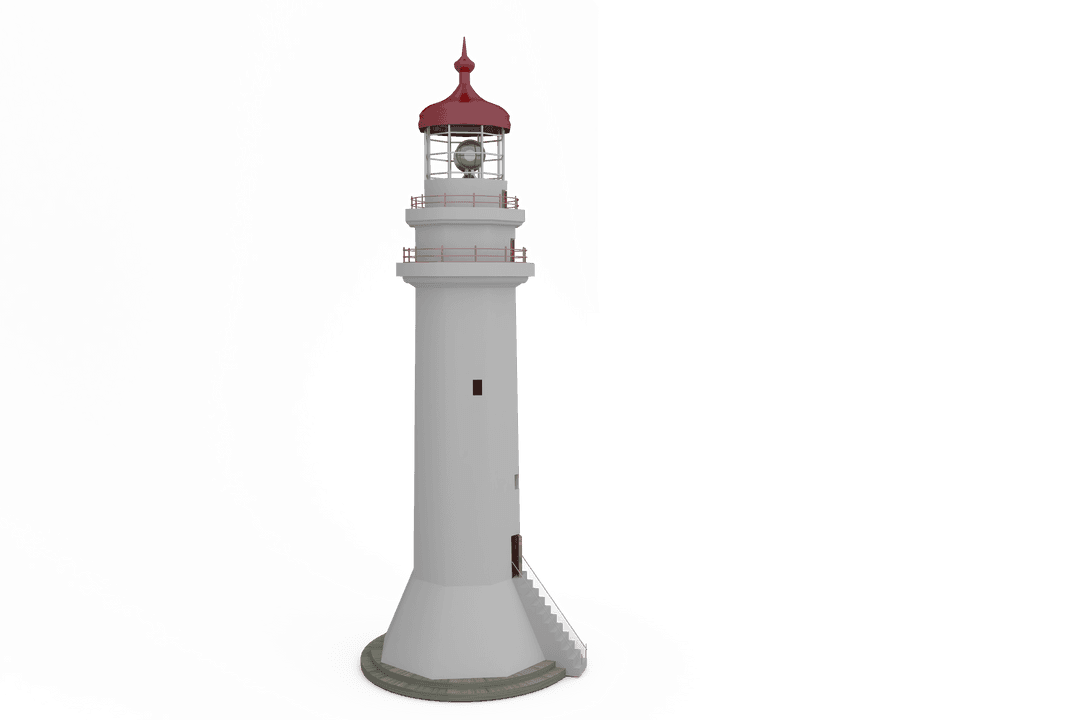 White Lighthouse on Transparent Background for Architectural Design