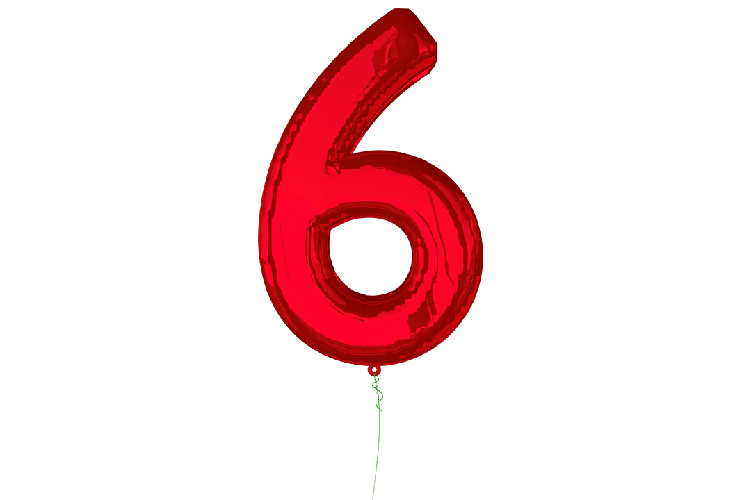 Shiny Red Number 6 Balloon Transparent PNG Format
