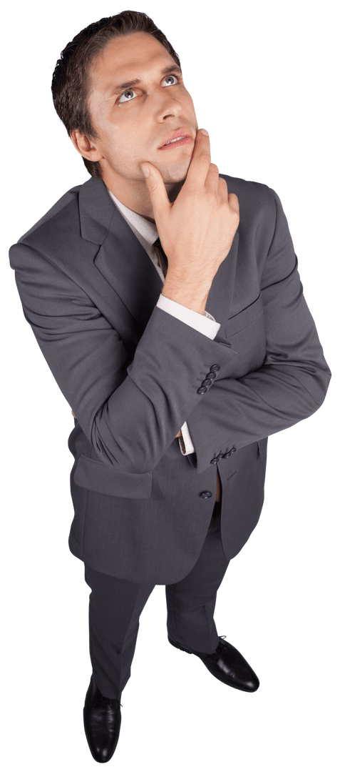 Businessman Contemplating Transparent Background