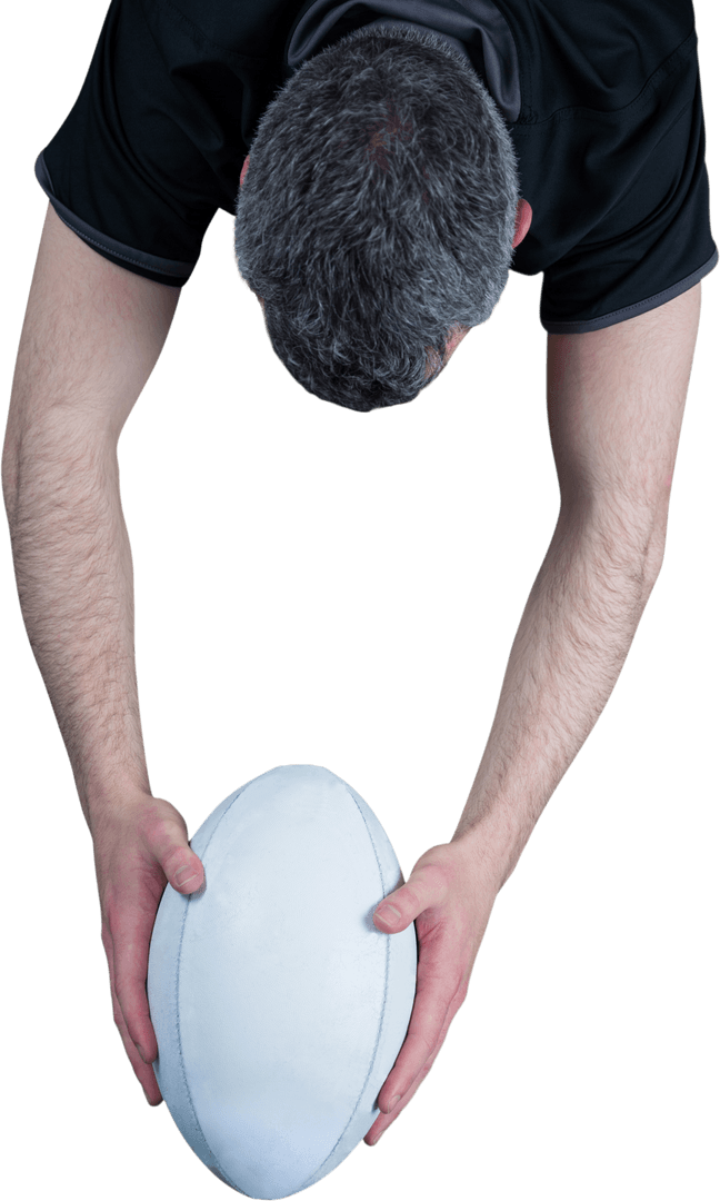 Transparent Overhead View of Rugby Player Scoring Try