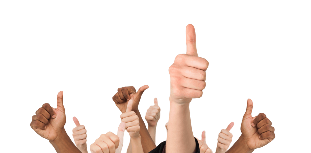 Diverse Thumbs Up on Transparent Background