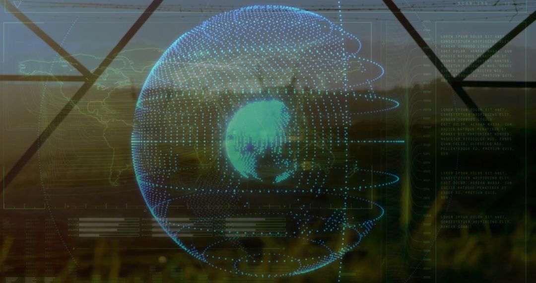 Futuristic Holographic Globe Interface Overlooking Nature
