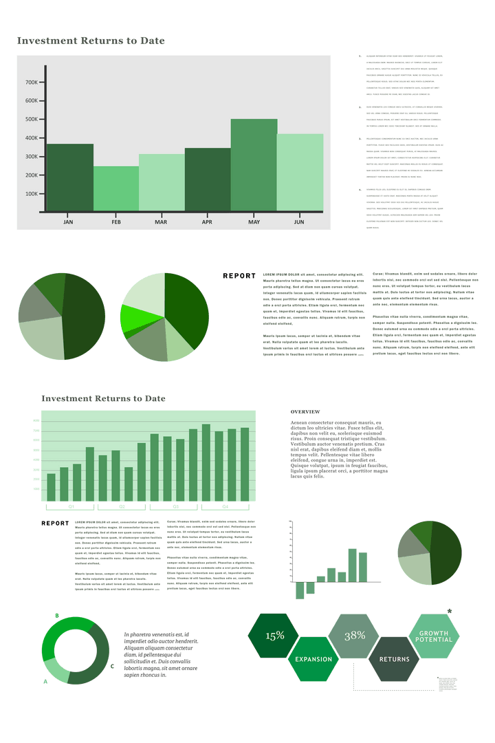 Green Financial Diagrams on Transparent Background for Business Concepts