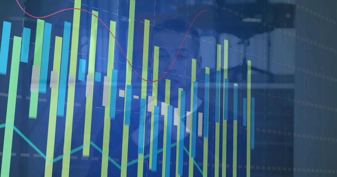 Professional Analyzing Data with Digital Charts Overlay in Modern Office