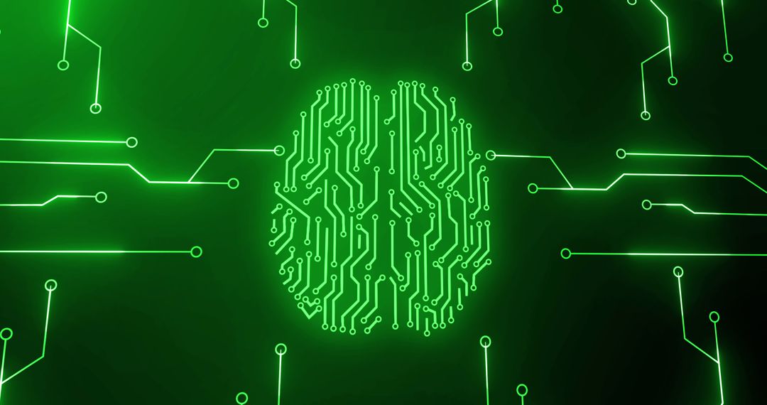 Futuristic Green Brain Circuit Artificial Intelligence Concept