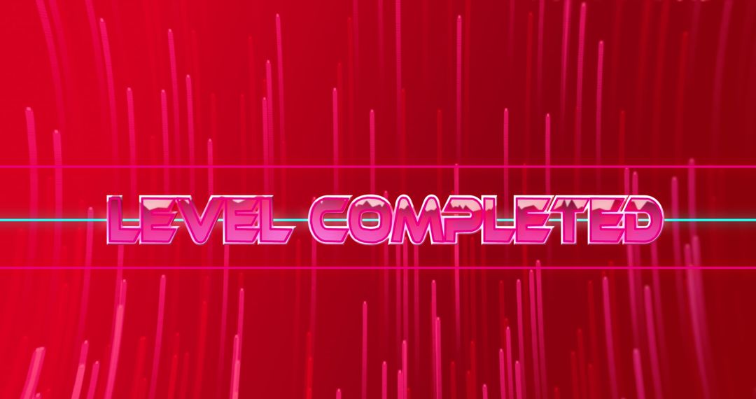 Retro Style Level Completed Neon Gaming Graphic