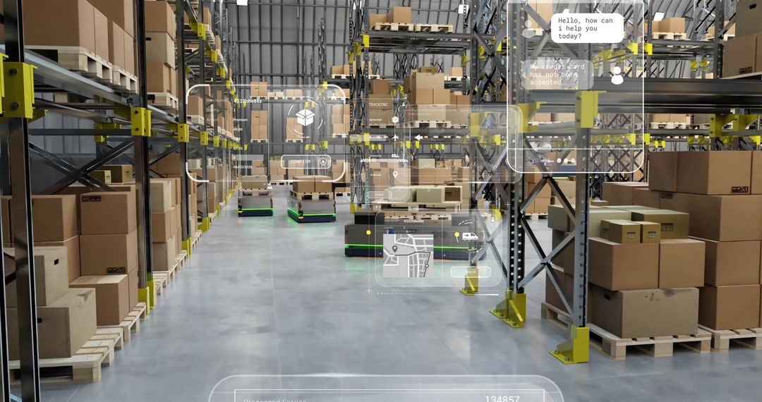 Smart Warehouse with Automated Robotics and Data Insights - Free Images, Stock Photos and Pictures on Pikwizard.com