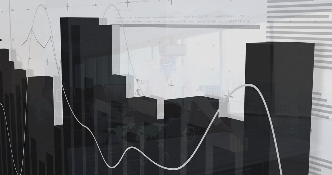 Three-Dimensional Bar Chart in Modern Office Setting