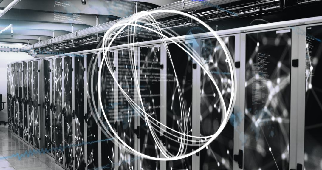 Futuristic Data Network in Modern Server Room