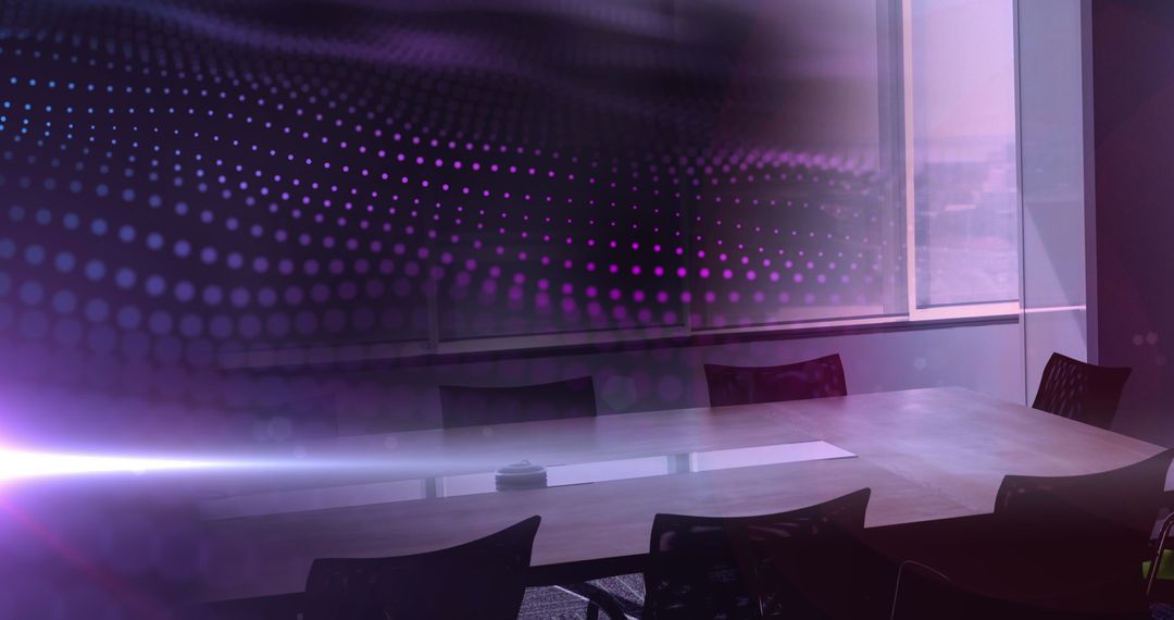 Abstract Digital Wave Overlay on Modern Office Interior