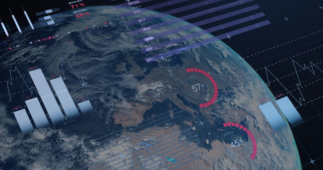 Financial Data and Statistics Overlaying Planet Earth