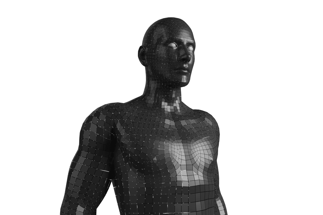 3D Pixel Style Male Model on Transparent Background Isolated