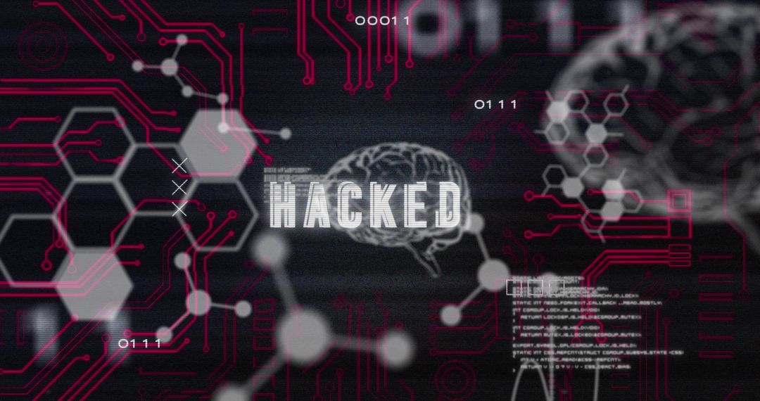 Hacked Cybersecurity Concept with Medical Data Visuals and Circuit Design