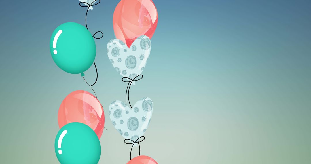 Colorful Balloons and Heart Shapes with Copy Space