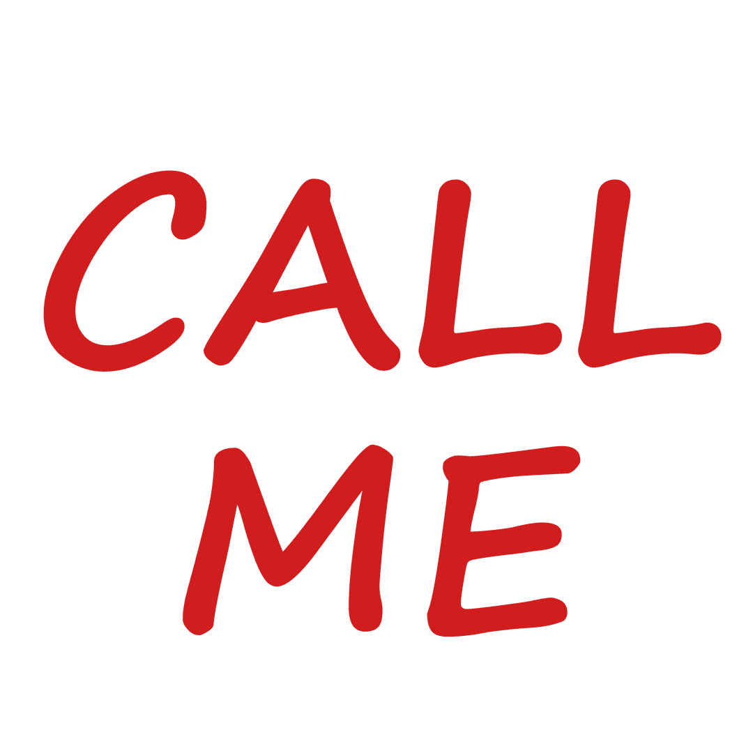 Red Text Saying Call Me on Transparent Background