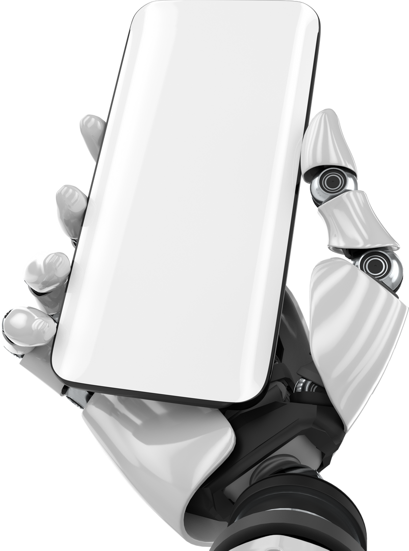 Robotic Hand Chelding Transparent Smartphone on Isolated Background - Download Free Stock Images Pikwizard.com