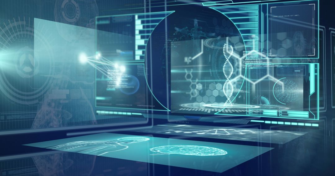 Futuristic Medical Tech Interface with Digital Scans