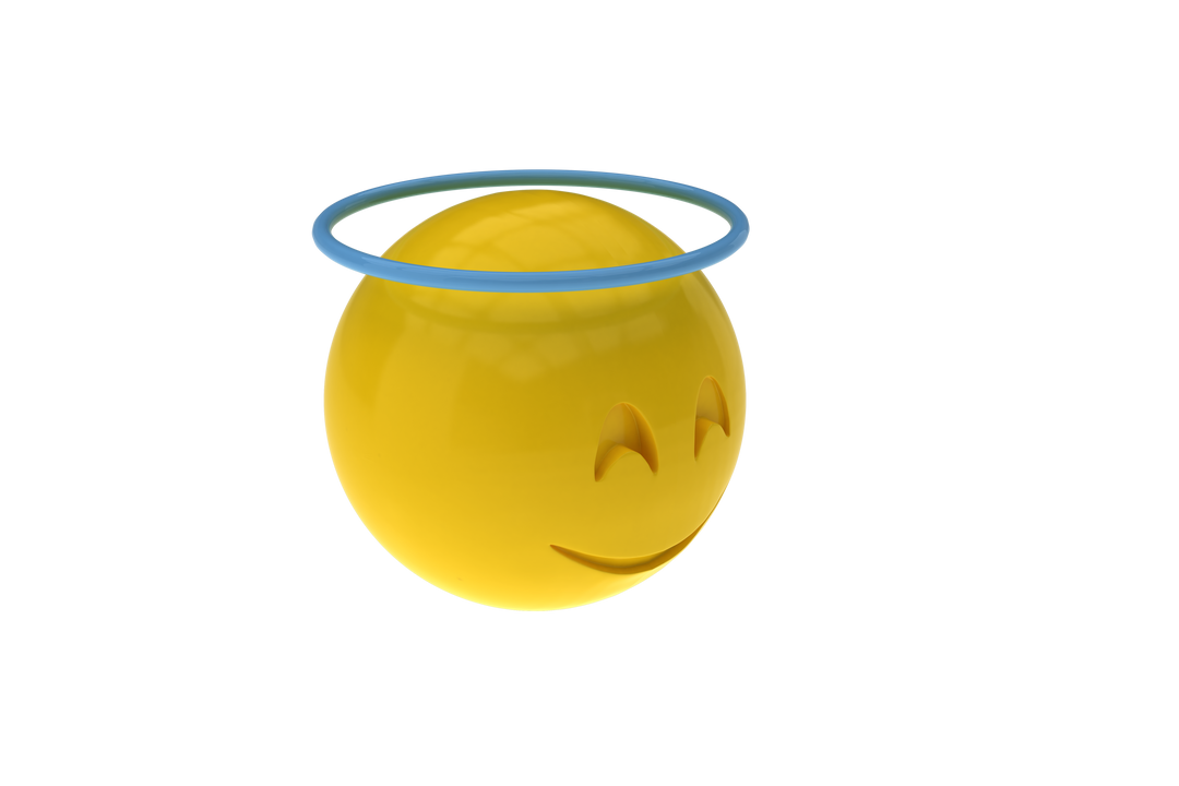 Transparent 3D Smiling Emoticon with Halo Over Head - Download Free Stock Images Pikwizard.com