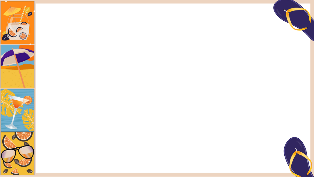 Colorful Tropical Vacation Frame with Transparent Background