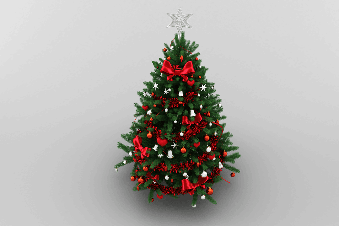 High Angle View of Decorated Christmas Tree on Transparent Background