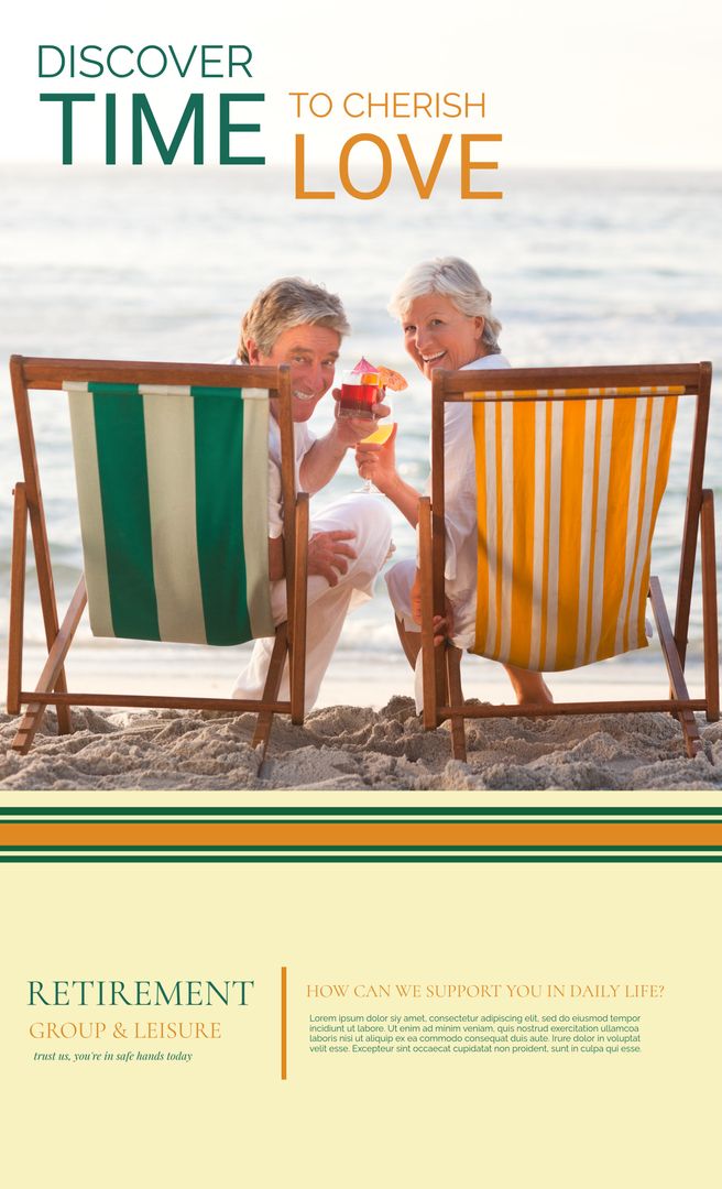 Elderly Couple Toasting on Tranquil Beach Escaping Everyday