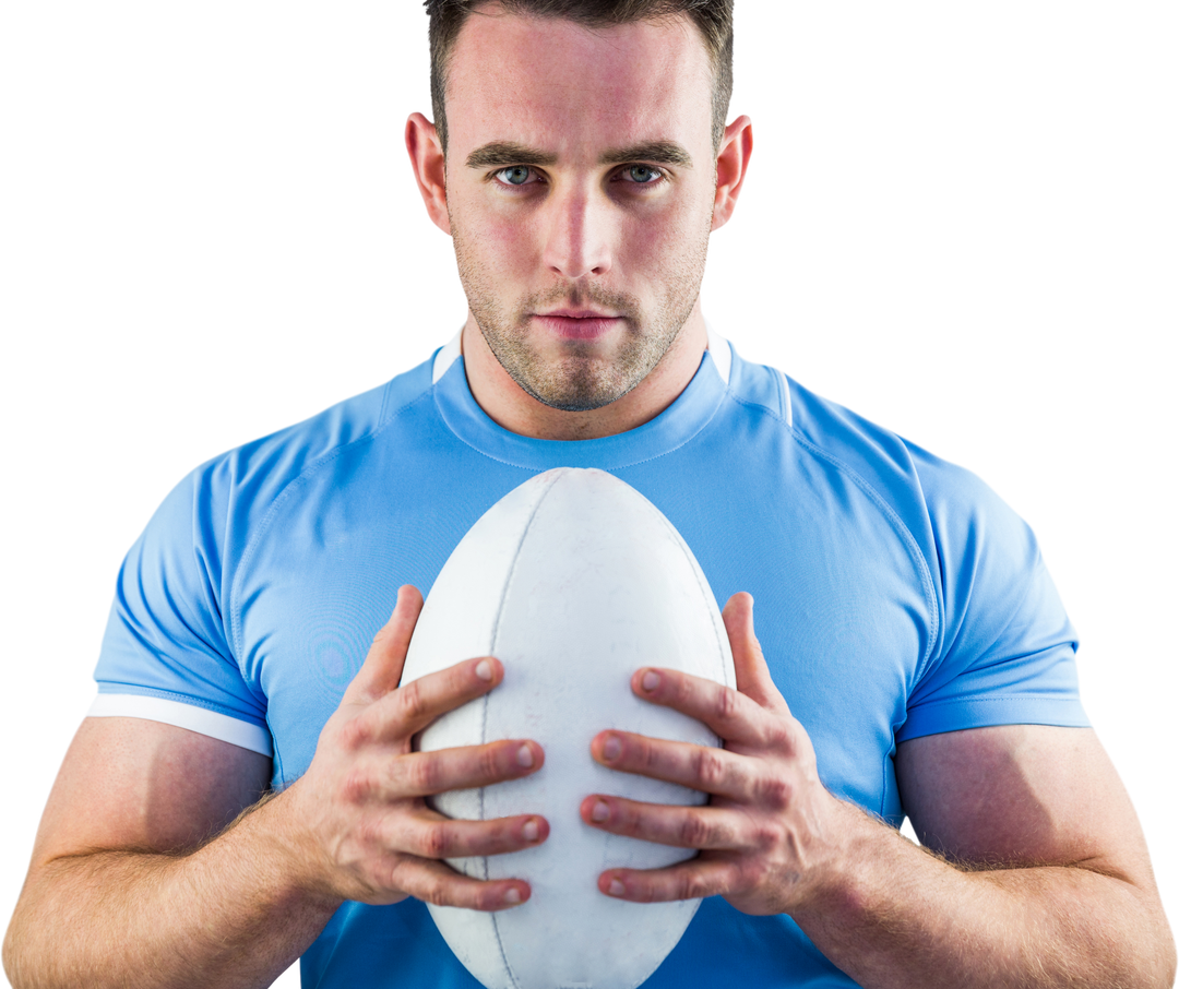 Serious Rugby Player Holding Ball Over White Background - Download Free Stock Images Pikwizard.com