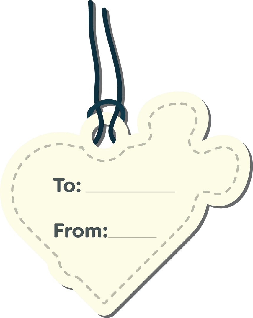 Heart Shaped Tag With To From Texts on Transparent Background
