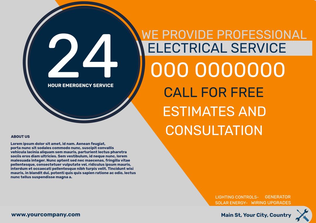 24-Hour Emergency Electrical Services Ad Design
