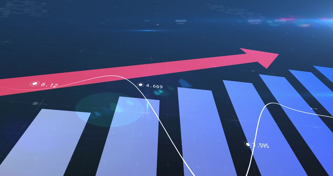 Financial Data Analytics Concept with Growth Arrow and Bar Charts