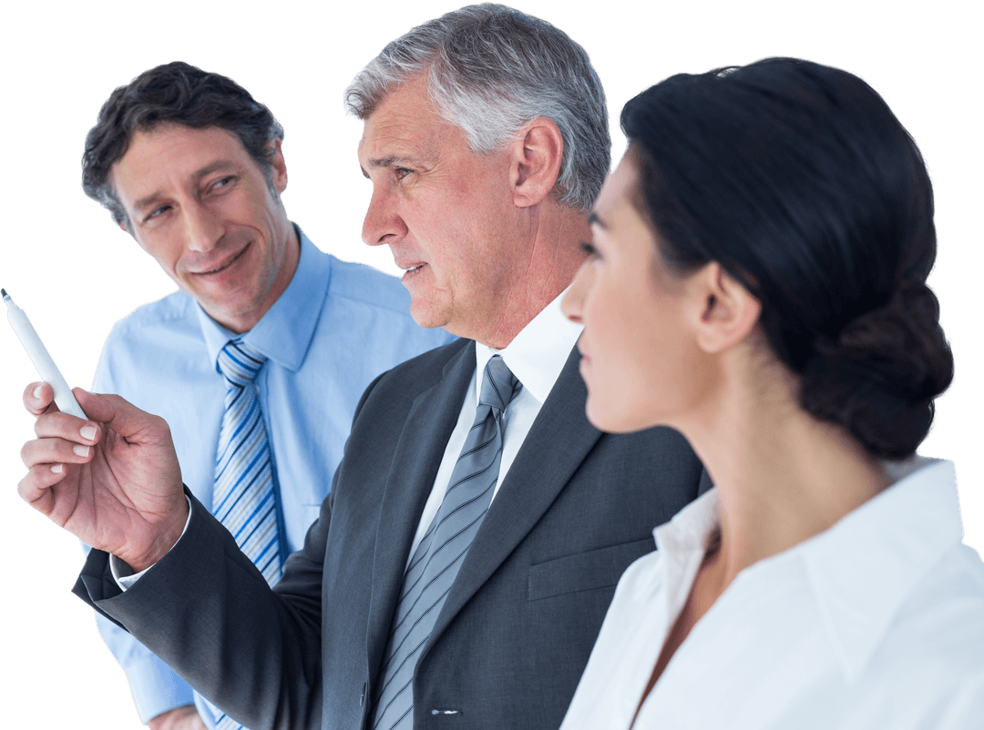 Transparent Business Team Discussing Strategy Office