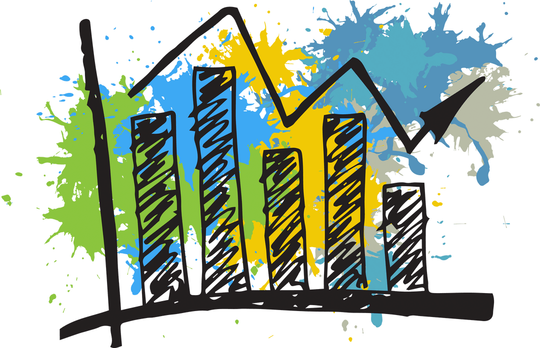Vibrant Statistics Illustration with Transparent Background