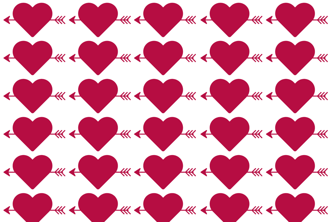 Seamless Heart Arrow Pattern with Transparent Background