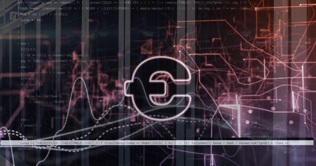 Euro Symbol with Digital Data Stream on Server