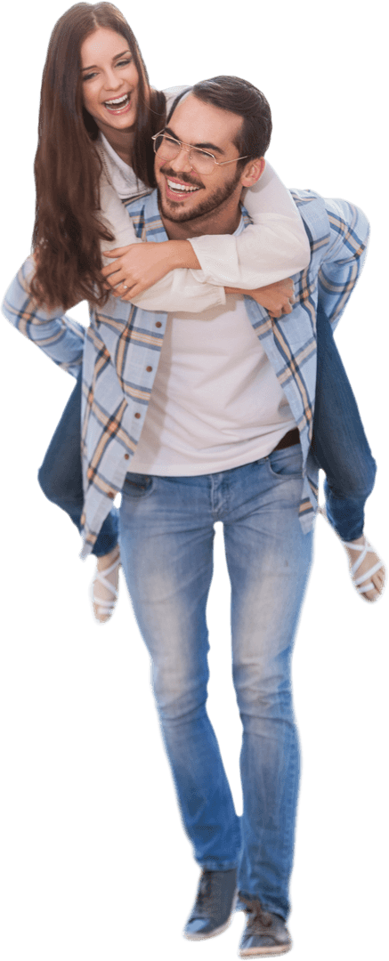 Smiling Couple in Casual Attire with Transparent Background