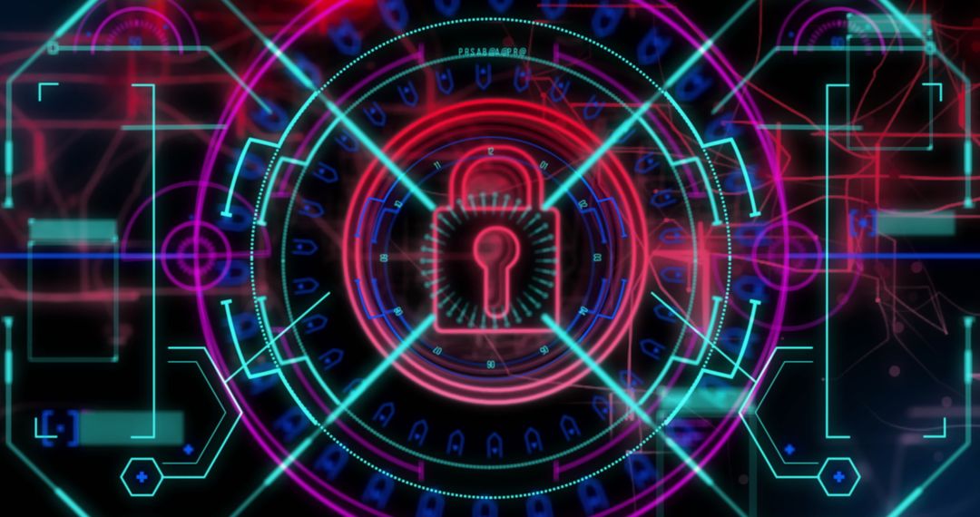 Digital Padlock and Data Processing Technology Concept