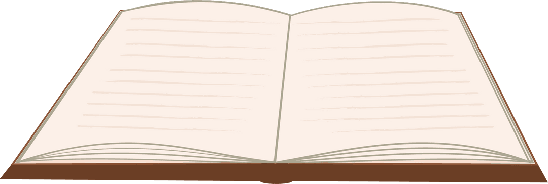 Open Beige Notebook with Brown Cover on Transparent Background