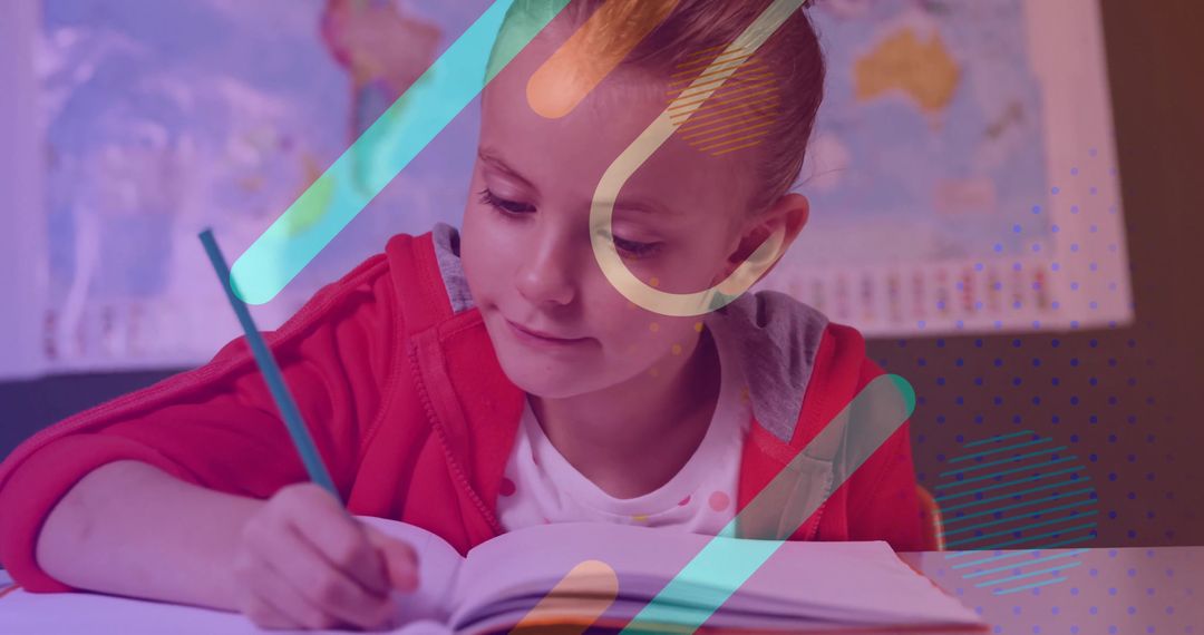 Schoolgirl Writing in Notebook Enhances Learning and Focus