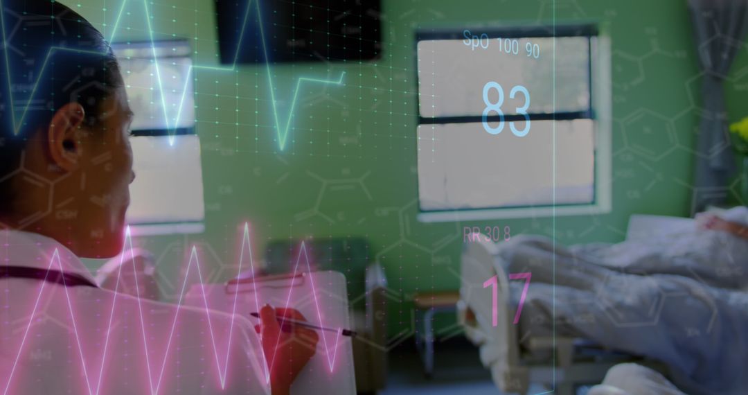 Healthcare Worker Analyzing Vital Signs Data in Hospital