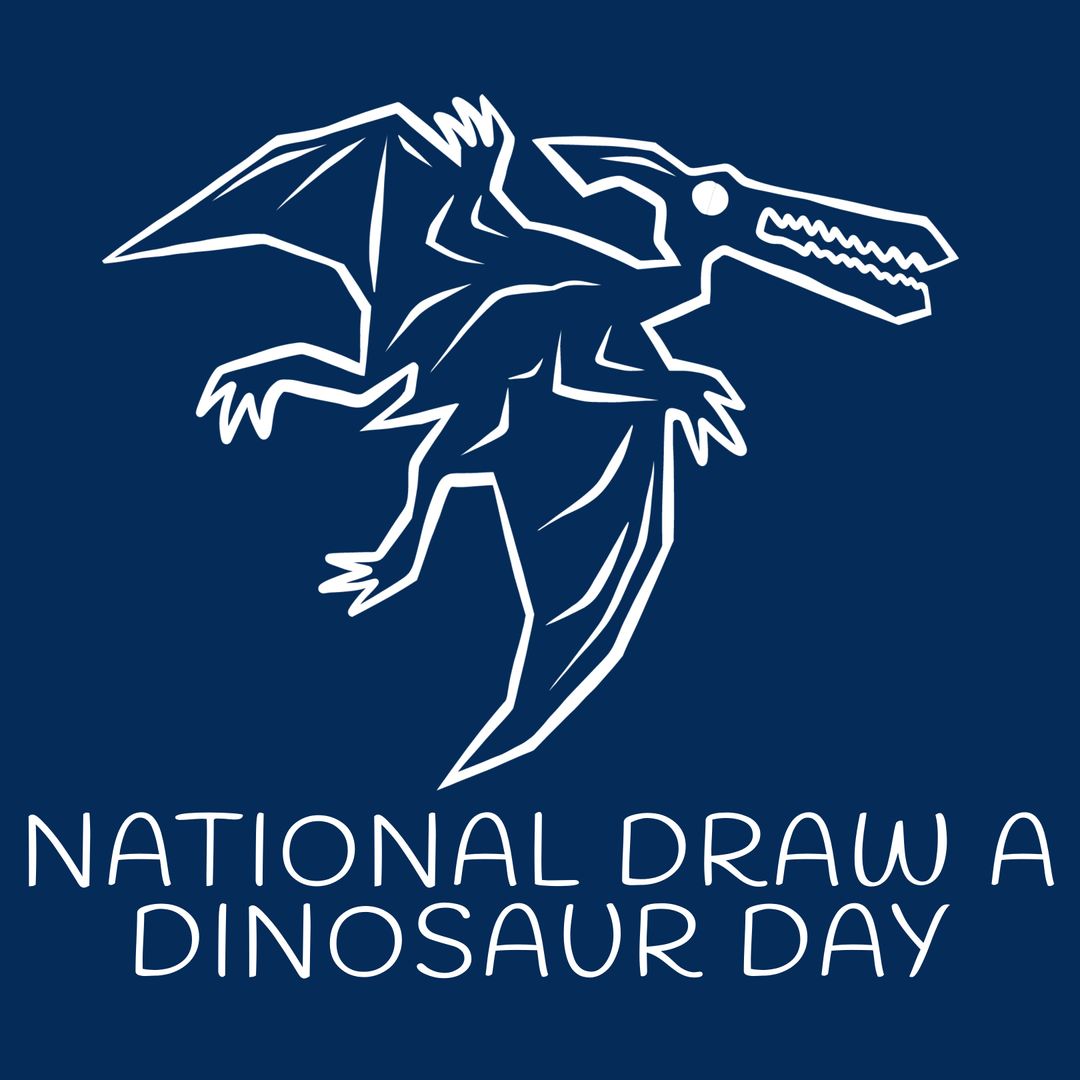 National Draw a Dinosaur Day Celebration Poster with Pterosaur Illustration - Download Free Stock Templates Pikwizard.com